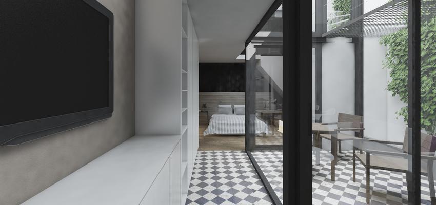 Dormitorio, Estudio, Exterior Estilo contemporaneo Color marron  diseñado por Cristina | Arquitecto | Copyright Autora y propietaria