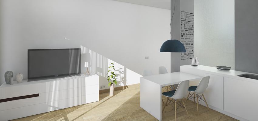 Comedor, Cocina, Salon Estilo moderno Color azul oscuro, marron, blanco  diseñado por Cristina | Arquitecto | Copyright Autora y propietaria