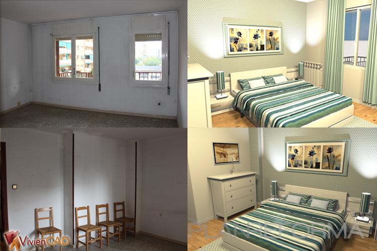 Dormitorio style contemporaneo color rojo, marron, blanco, gris  diseñado por Begoña López - VivienCAD | Interiorista | Copyright VIVIENCAD
