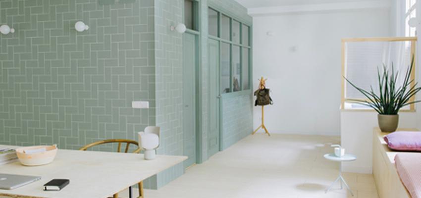 Oficina Estilo moderno Color azul cielo, beige, gris  diseñado por Nimú, equipo de diseño | Interiorista 