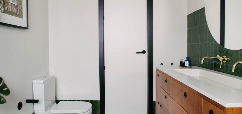 Baño Estilo vintage Color verde, blanco, negro  diseñado por Nimú, equipo de diseño | Interiorista | Copyright Equipo Nimú