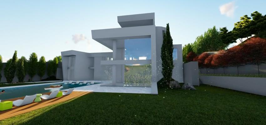 Jardin Estilo moderno Color azul cielo, azul, azul oscuro  diseñado por Obrasa Diseño de interiorismo | Gremio | Copyright AG STUDIO
