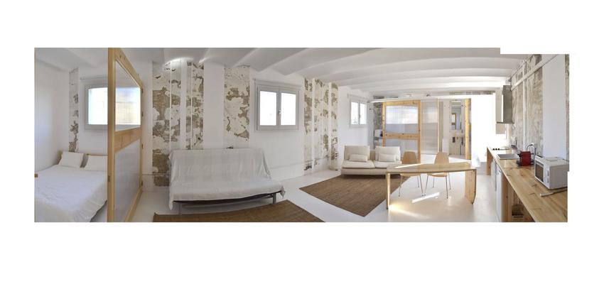 Estudio Estilo contemporaneo Color amarillo, beige, plateado  diseñado por TRANSVERSAL ARQUITECTOS | Arquitecto 