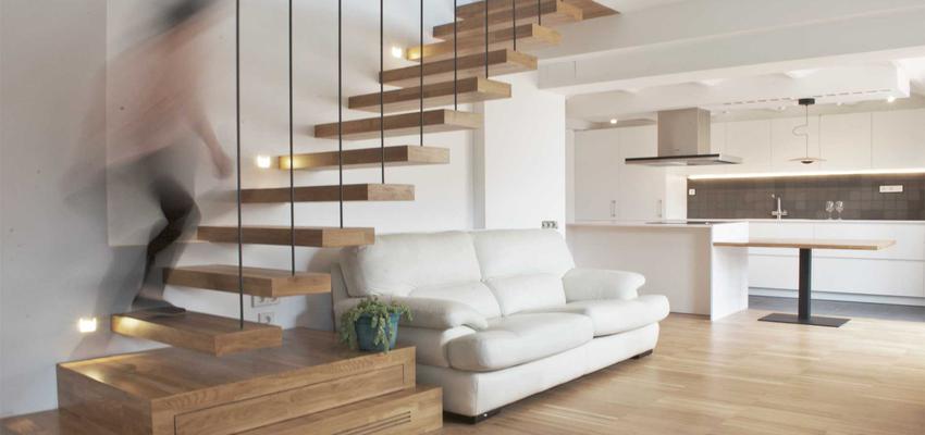 Comedor, Cocina, Salon Estilo contemporaneo Color marron, blanco, gris  diseñado por MANGRANA ARQUITECTES | Arquitecto 