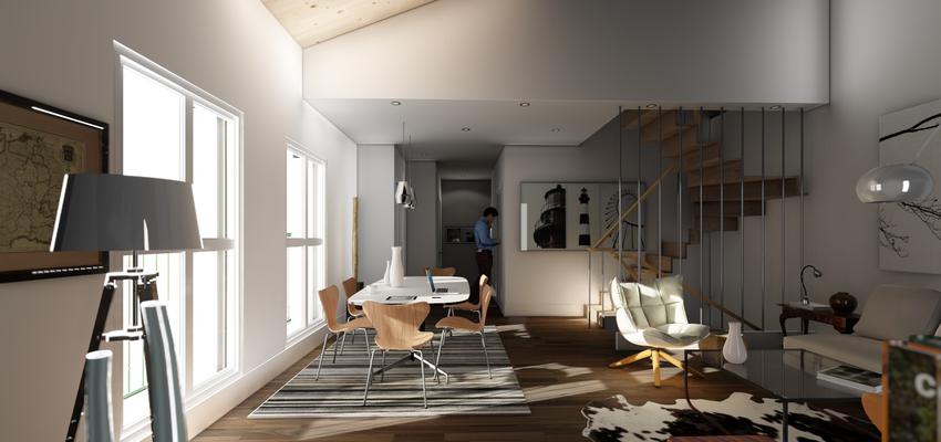 Salon Estilo moderno Color azul cielo, blanco  diseñado por Antonio Palomino Bueno | Arquitecto | Copyright 9pb