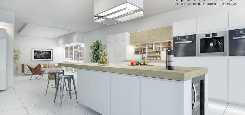 Cocina Estilo moderno Color beige, blanco, gris  diseñado por Decorador de Interiores Las Palmas | Decorador 