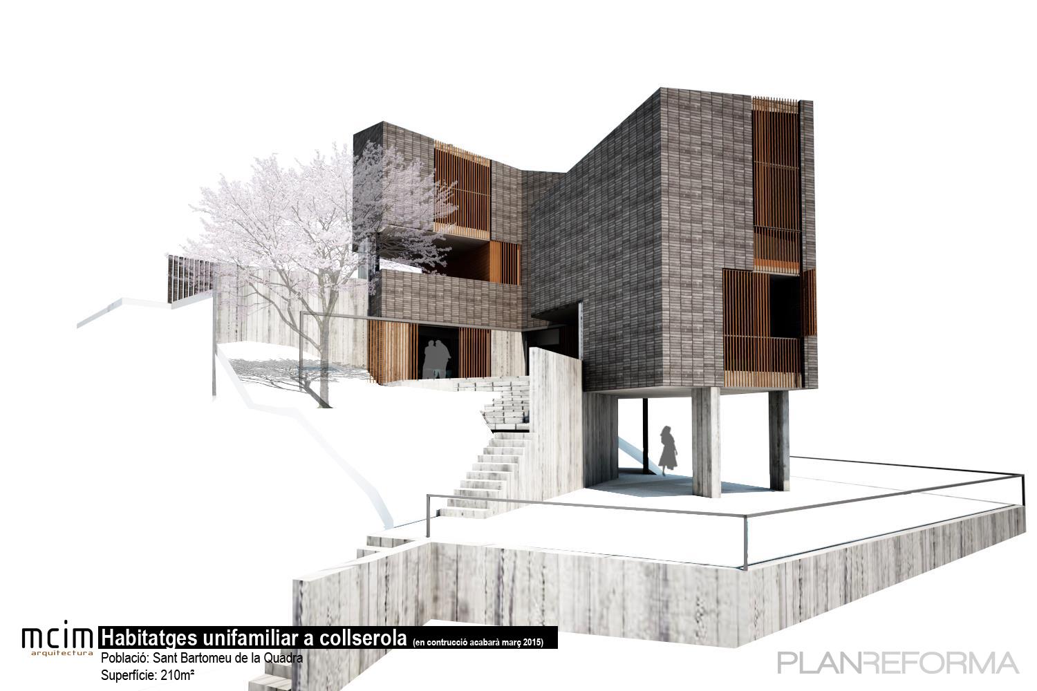 Terraza, Porche, Exterior Estilo moderno Color gris, bronce  diseñado por ISAAC MARTI | Arquitecto | Copyright mcimarquitectura