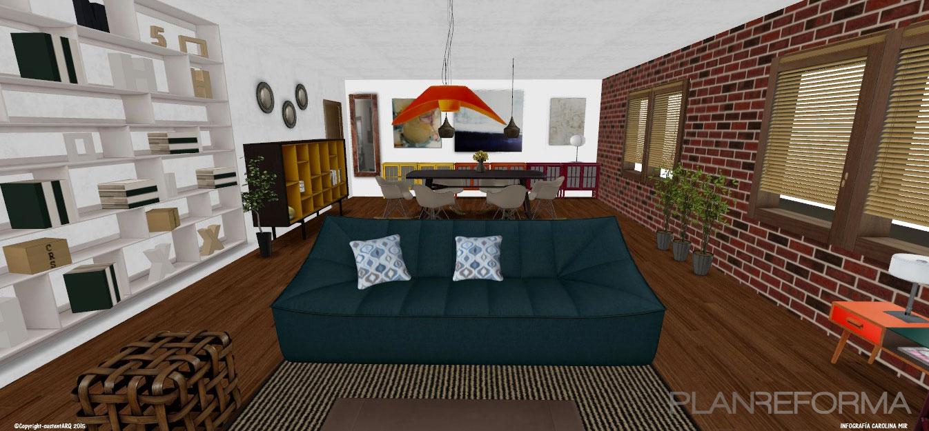 Salon Estilo contemporaneo Color marron, marron, blanco, gris  diseñado por sustentARQ | Arquitecto 