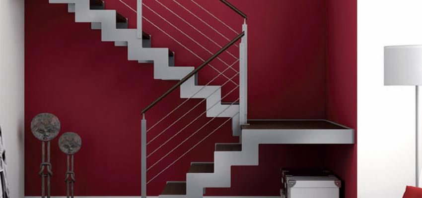 Escalera Estilo moderno Color rojo, blanco  diseñado por EIMA ESCALERAS | Marca colaboradora | Copyright PROPIETARIOS DE LA IMAGEN