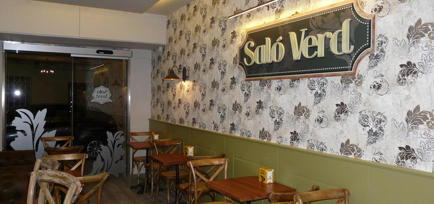 Restaurante, Cafeteria, Bar Estilo vintage Color verde, beige, marron  diseñado por SAF ARQUITECTURA | Arquitecto | Copyright Gemma Sala Llorens