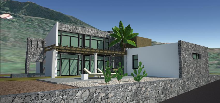 Patio, Exterior style contemporaneo color blanco, gris  diseñado por Jaime Rodríguez Hernández | Arquitecto 