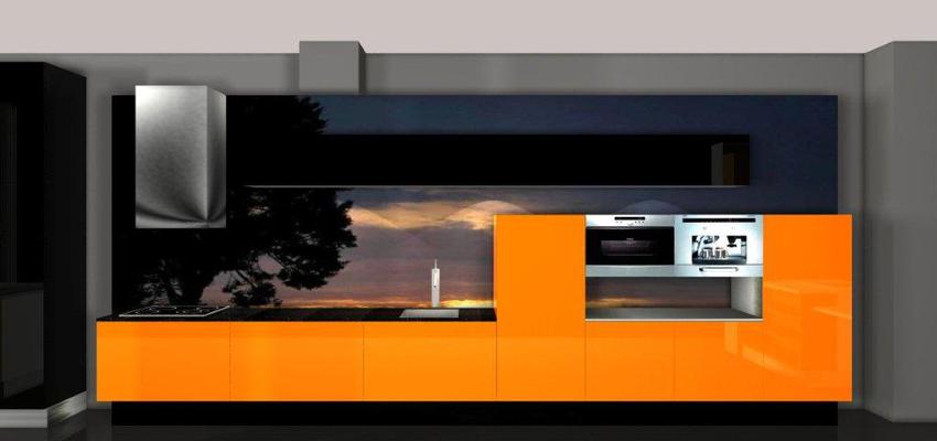 Cocina Estilo moderno Color ocre, negro  diseñado por lola rodriguez | Gremio | Copyright render propio de cocina moderna en Madrid