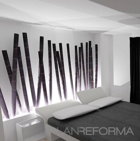 Dormitorio style oriental color blanco, gris, negro  diseñado por ALMAZEN lab | Interiorista 