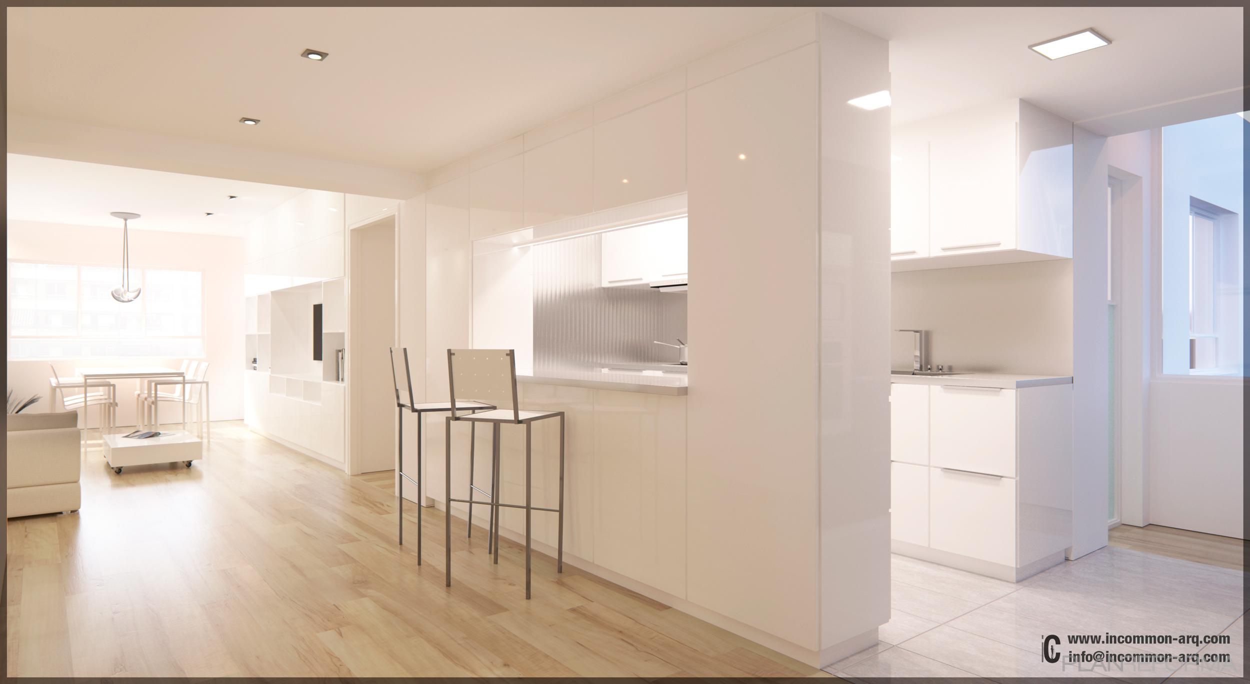 Cocina, Salon Estilo moderno diseñado por InCommonARQ | Arquitecto 