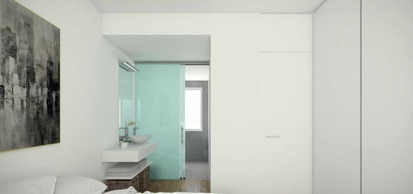 Baño, Dormitorio Estilo contemporaneo Color azul cielo, marron, blanco, gris  diseñado por LOTO archilab | Arquitecto 