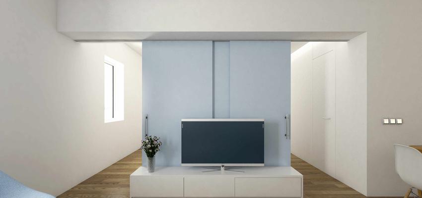 Dormitorio, Pasillo, Salon Estilo moderno Color azul cielo, marron, blanco, gris  diseñado por LOTO archilab | Arquitecto 