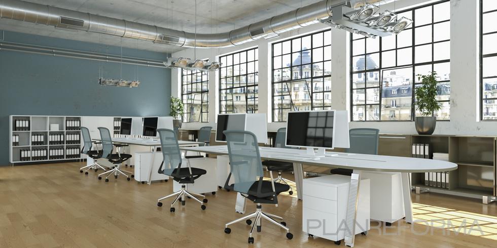 Oficina Estilo moderno Color azul, plateado, bronce  diseñado por Áurea Espacios | Interiorista | Copyright Áurea Espacios