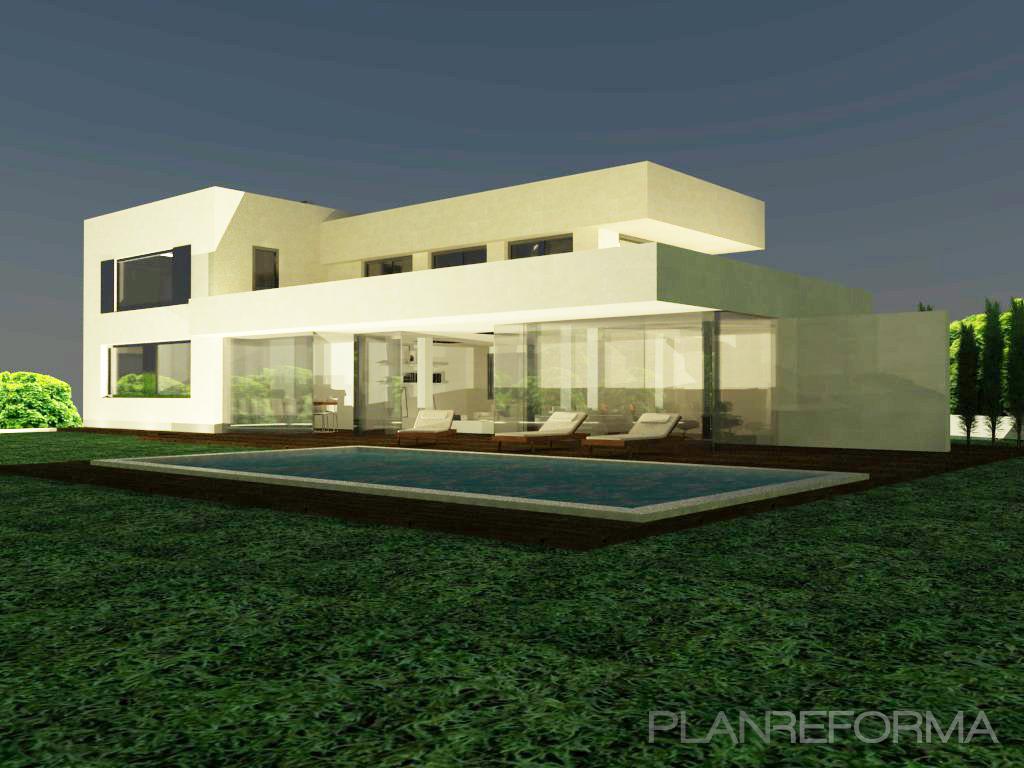 Exterior Estilo moderno Color verde, marron, blanco  diseñado por BR&C arquitectos | Arquitecto | Copyright infografia propia del estudio