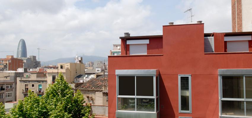 Balcon style moderno color rojo, rosa, gris  diseñado por pz | Arquitecto | Copyright SI