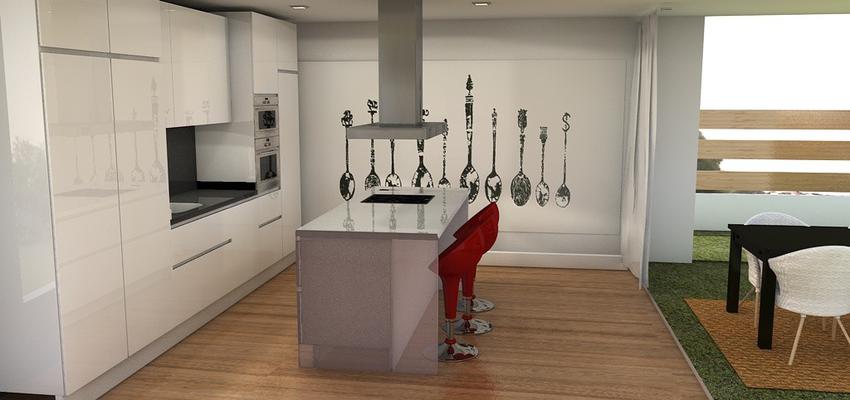 Cocina style contemporaneo color rojo, verde, marron, blanco, negro  diseñado por refor+ | Arquitecto 