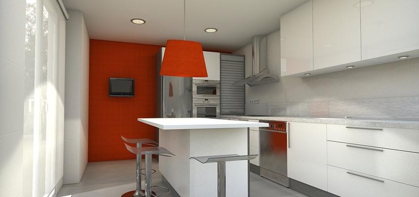 Cocina style contemporaneo color rojo, blanco, gris, plateado  diseñado por refor+ | Arquitecto 