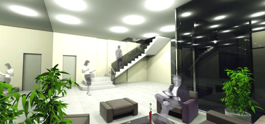 Escalera, Oficina style moderno color beige, gris, negro  diseñado por EspañaITE - IgnacioEscribanoArquitectura | Arquitecto 