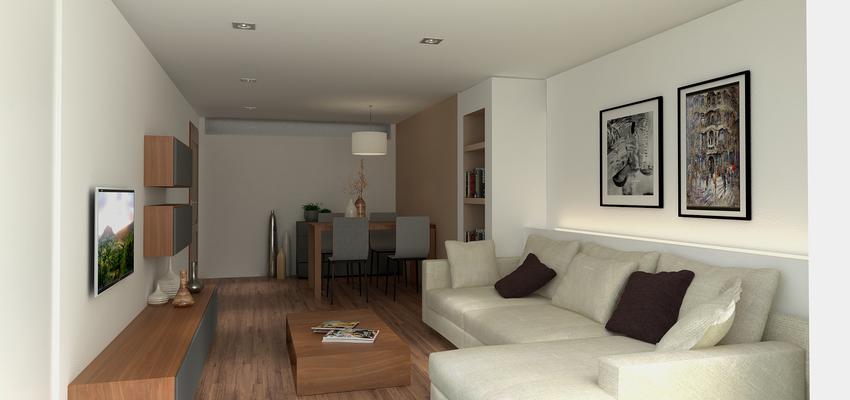 Comedor, Salon Estilo moderno Color marron, blanco, gris  diseñado por ARQUIVOLTA | Arquitecto Técnico | Copyright Imagen de Arquivolta