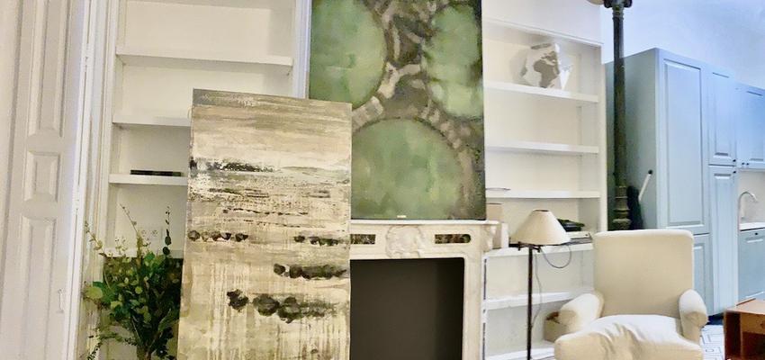 Salon Estilo vintage Color verde, beige, gris  diseñado por MASTER PLANNER REFORMAS | Gremio | Copyright MASTER PLANNER REFORMAS