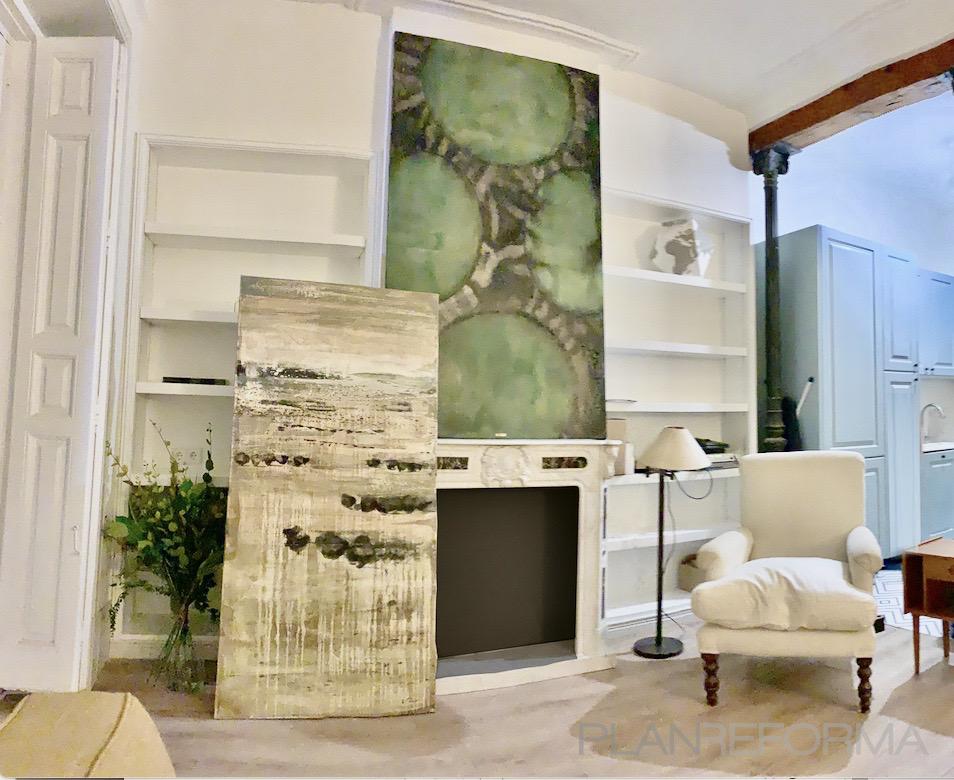 Salon Estilo vintage Color verde, beige, gris  diseñado por MASTER PLANNER REFORMAS | Gremio | Copyright MASTER PLANNER REFORMAS