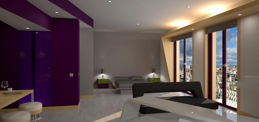 Dormitorio style vanguardista color marron, azul oscuro, gris  diseñado por Miguel Reguero | Interiorista 