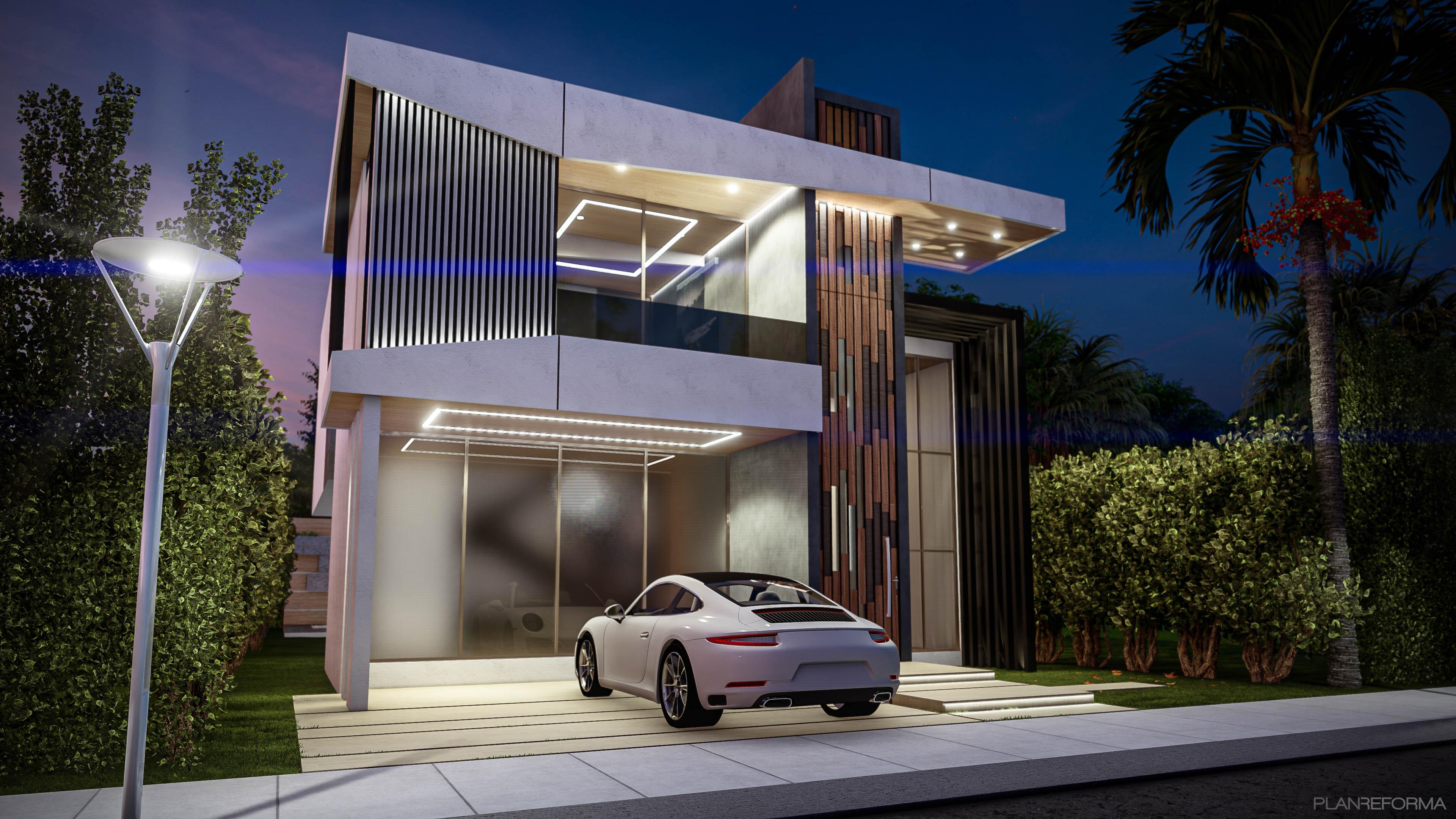 Exterior Estilo moderno Color marron, blanco, negro  diseñado por javier andres rojas duarte | Arquitecto | Copyright Javier Rojas Arquitecto