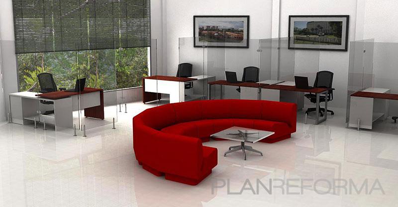 Oficina style moderno color rojo, beige, gris  diseñado por Proynova | Arquitecto 