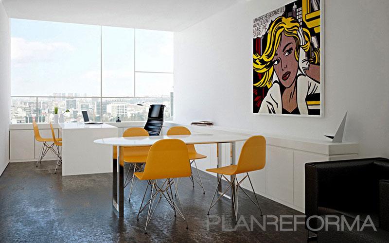 Oficina style moderno color ocre, blanco, gris  diseñado por Proynova | Arquitecto 