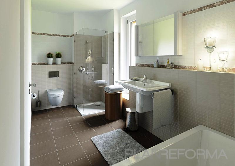 Baño style moderno color marron, beige, blanco  diseñado por Proynova | Arquitecto 