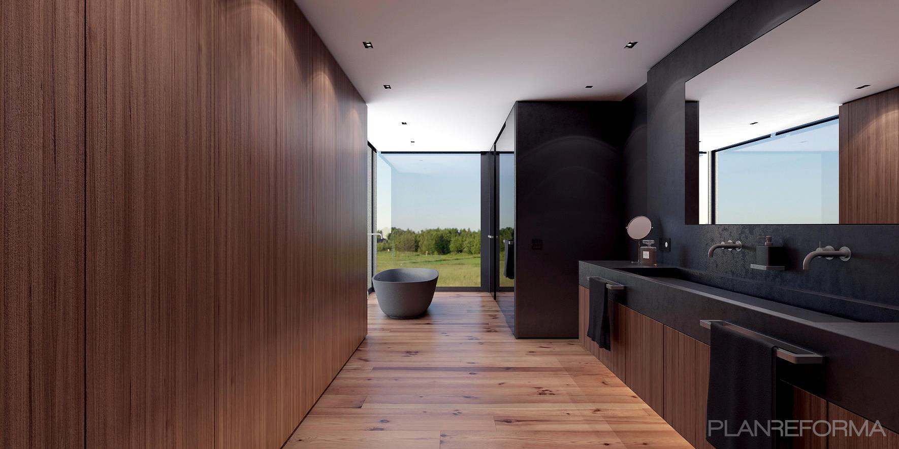 Baño Estilo mediterraneo Color marron, beige, negro  diseñado por Habitatsalut Interiorismo Saludable | Interiorista 