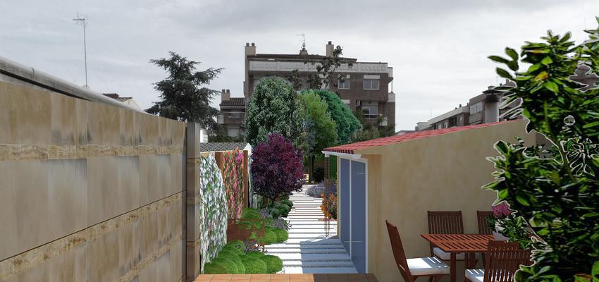 Patio, Jardin style mediterraneo color verde, blanco, gris  diseñado por Eva Vidal Mateu - Taller de Paisatge | Paisajista | Copyright www.tallerdepaisatge.com