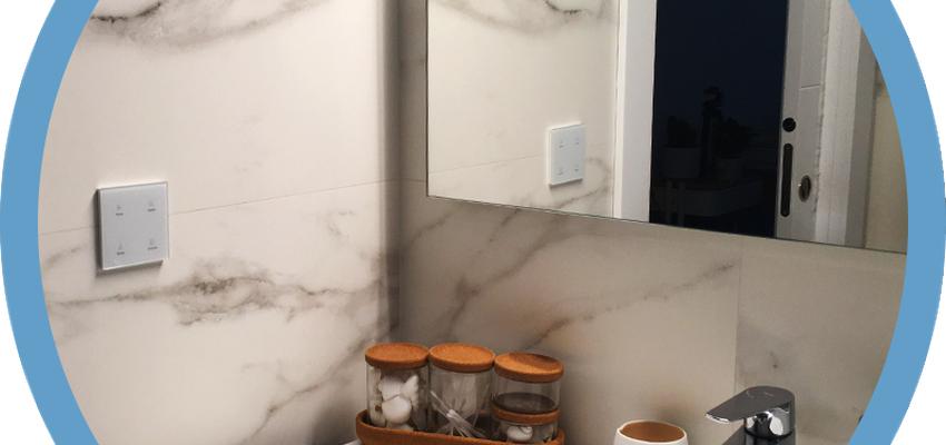 Baño Estilo eclectico Color azul cielo  diseñado por Indomotiq | Ingeniero | Copyright www.indomotiq.es