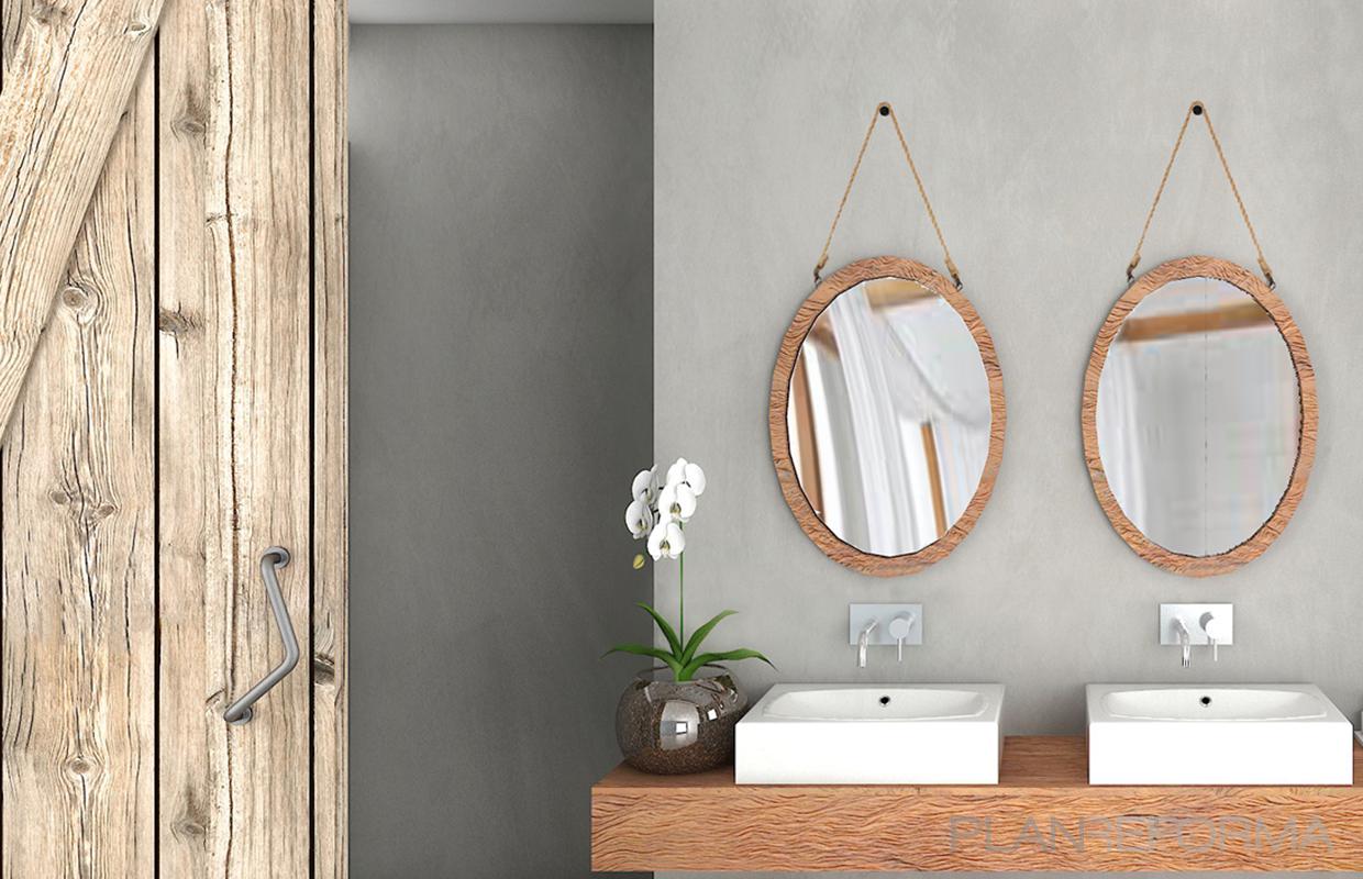 Baño Estilo rustico Color marron, blanco, gris  diseñado por rebeca guardiola | Arquitecto | Copyright rebeca guardiola