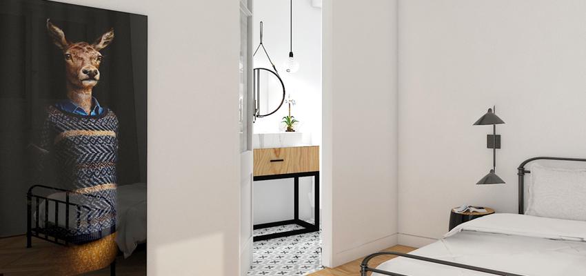 Dormitorio Estilo eclectico Color blanco, negro, dorado  diseñado por rebeca guardiola | Arquitecto | Copyright rebeca guardiola