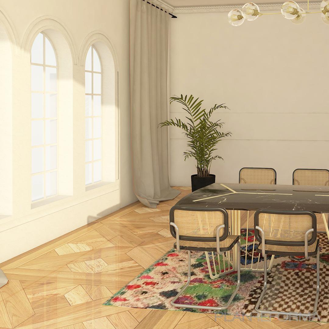 Comedor Estilo eclectico Color beige, beige, negro  diseñado por rebeca guardiola | Arquitecto | Copyright rebeca guardiola