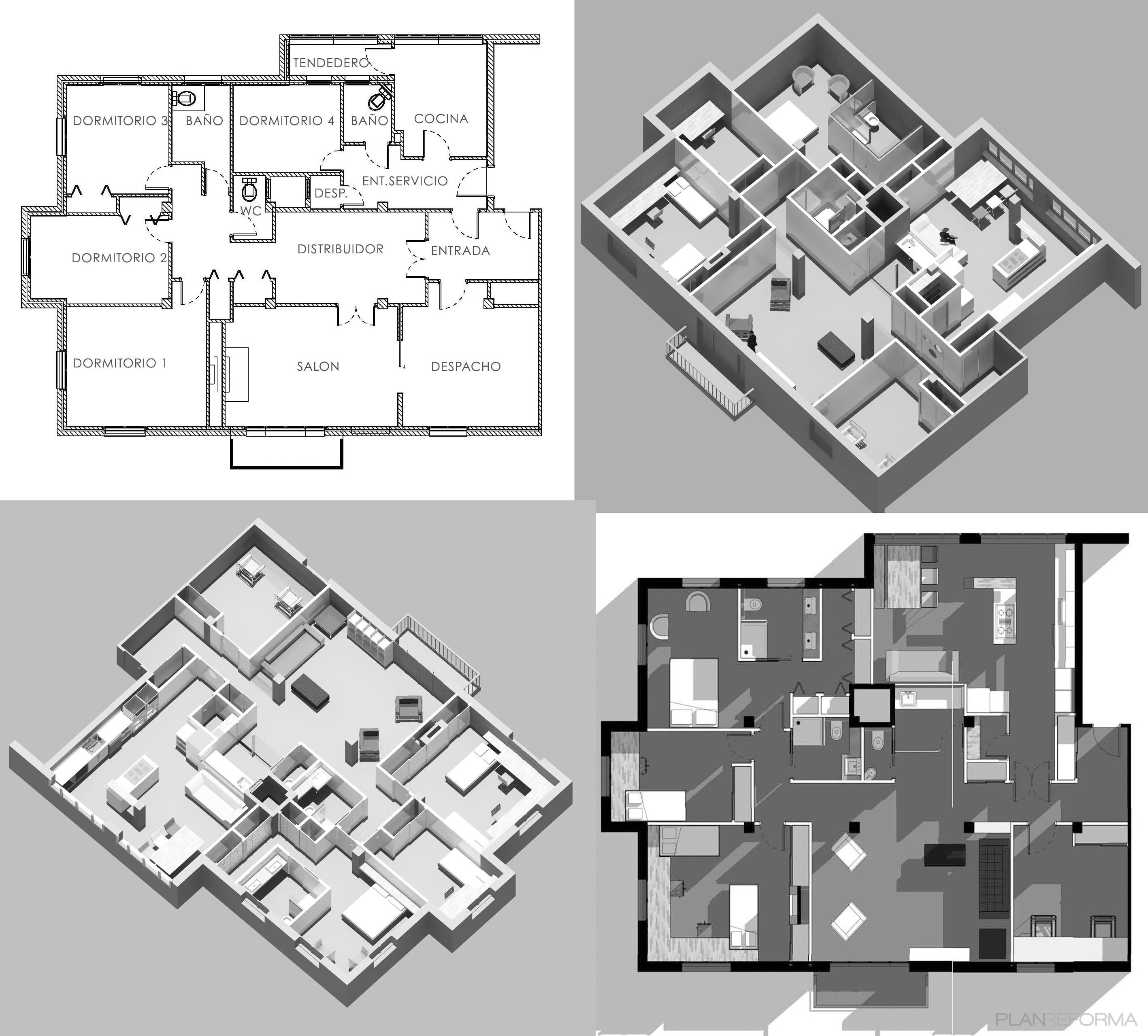 Estudio, Cocina, Niños Estilo contemporaneo Color blanco, gris, gris  diseñado por Tu Arquitecto Reforma | Arquitecto 