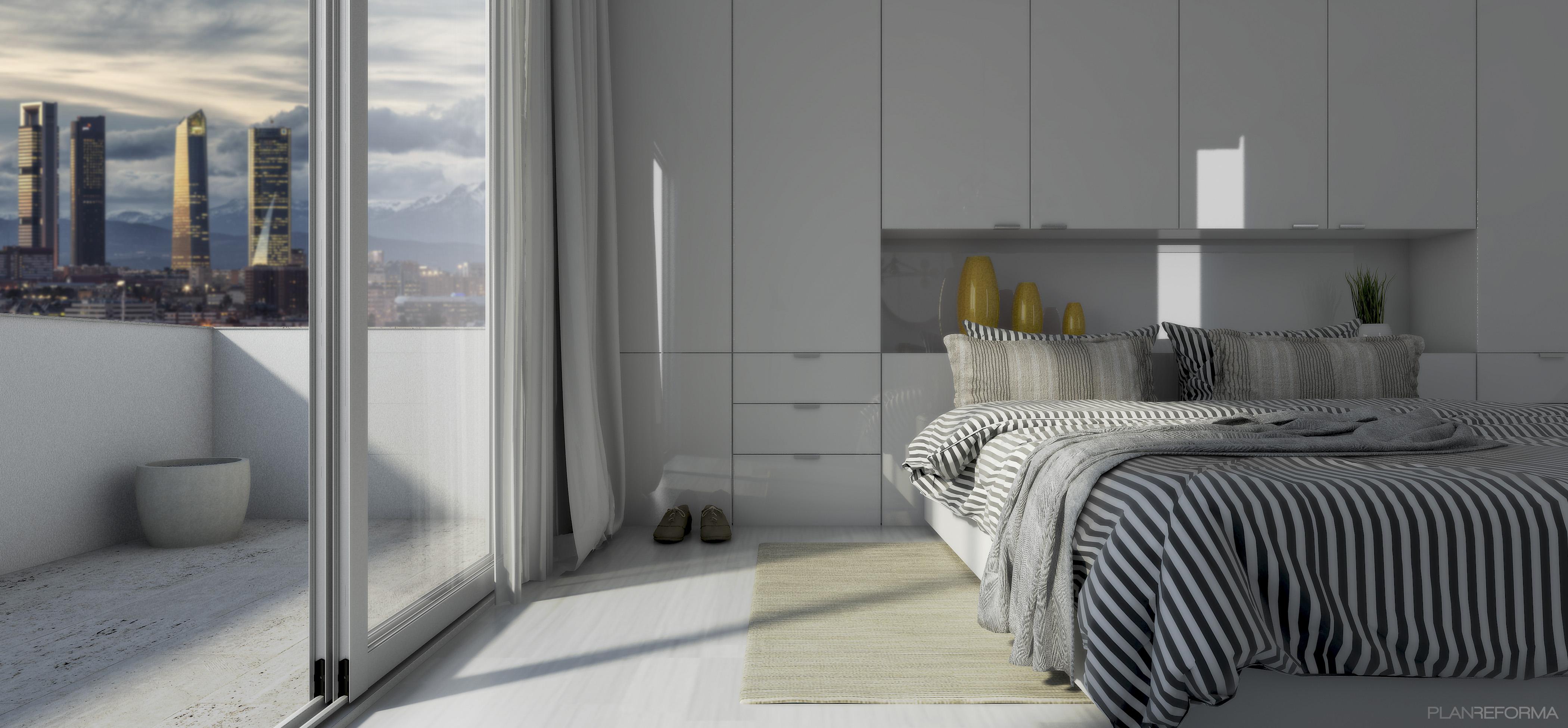 Dormitorio, Balcon Estilo contemporaneo Color ocre  diseñado por IROKO | Arquitectura, interiorismo y diseño | Arquitecto Técnico 