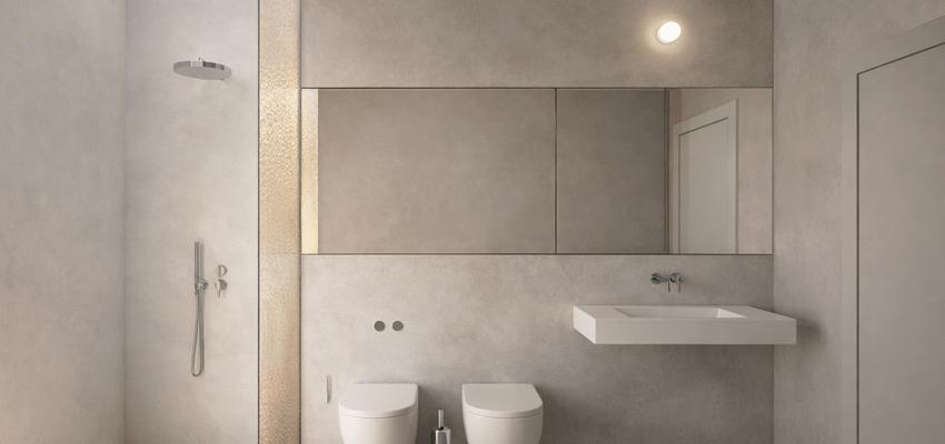 Baño Estilo moderno Color crema, beige, gris  diseñado por HFG WELLHOME | Reformista, constructor | Copyright Proyecto de Gaspar Cánepa