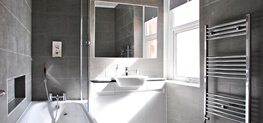 Baño, Hotel Estilo moderno Color blanco, gris, gris  diseñado por Archirent | Gremio 