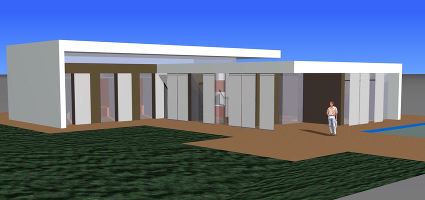 Exterior style contemporaneo color marron, blanco, gris  diseñado por David Marti Aguiar | Arquitecto 