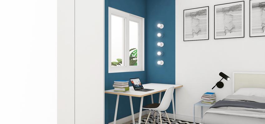 Dormitorio Estilo contemporaneo Color azul oscuro, beige, blanco  diseñado por ALAMEDA | Arquitecto 