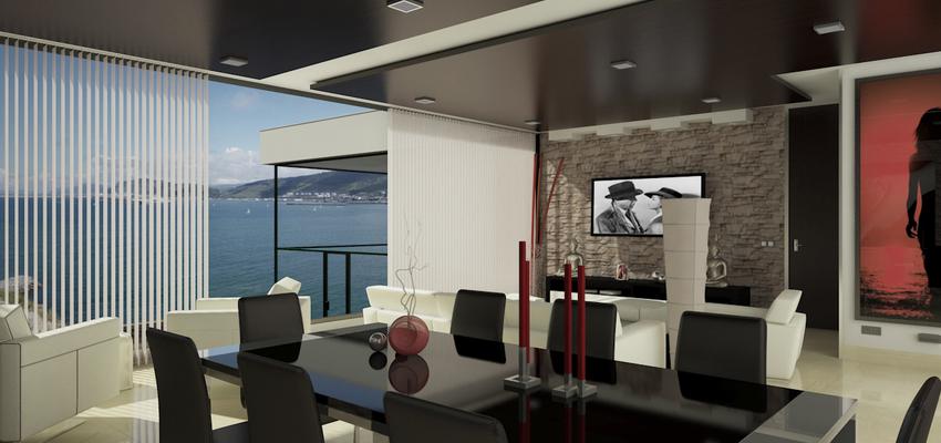 Salon style moderno color rojo, marron, marron, negro  diseñado por Jose | Arquitecto Técnico 