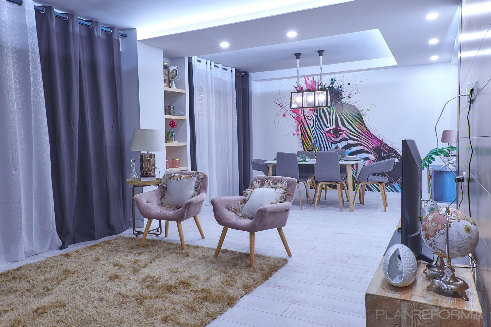 Comedor Estilo moderno Color rosa, blanco, gris  diseñado por Carmen Ferreira Style House. SL | Gremio | Copyright Imagen cedida por Ymascreativos