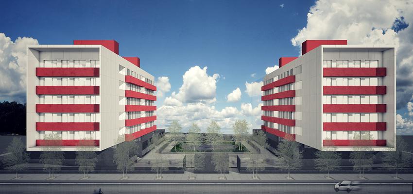 Piscina, Exterior, Jardin Estilo moderno Color rojo  diseñado por b43 arquitectos | Arquitecto 