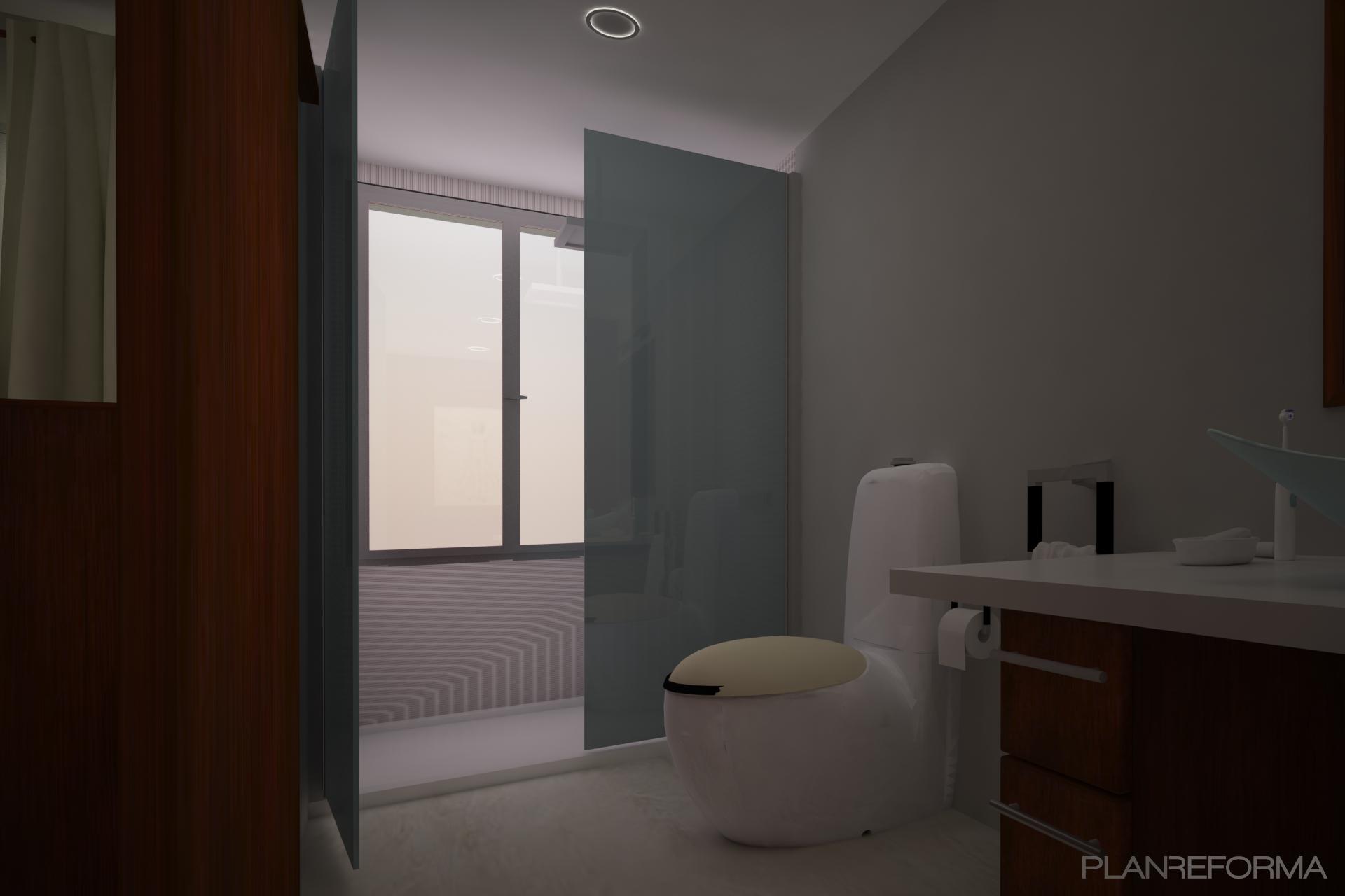 Baño style contemporaneo color beige, marron, blanco, gris  diseñado por romaim designers | Interiorista | Copyright soy propietario de la imagen